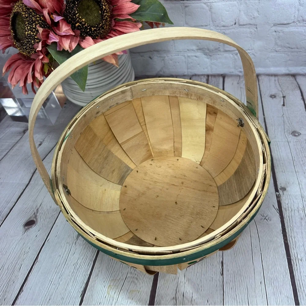 vtg 1995 Decorative Wooden Basket apples cottagecore farmhouse rustic country